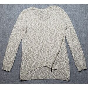 Cato Sweater Womens L Beige V-Neck Long Sleeve Side Zip Pullover Knit